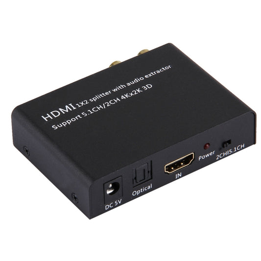 HDMI 1x2 Splitter with Audio Extractor, Support 5.1CH / 2CH, 4Kx2K, 3D - Splitter by buy2fix | Online Shopping UK | buy2fix