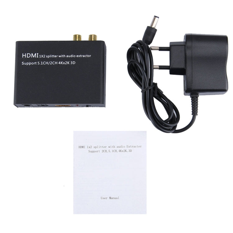 HDMI 1x2 Splitter with Audio Extractor, Support 5.1CH / 2CH, 4Kx2K, 3D - Splitter by buy2fix | Online Shopping UK | buy2fix