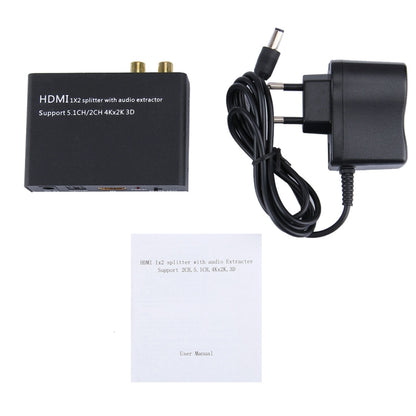HDMI 1x2 Splitter with Audio Extractor, Support 5.1CH / 2CH, 4Kx2K, 3D - Splitter by buy2fix | Online Shopping UK | buy2fix