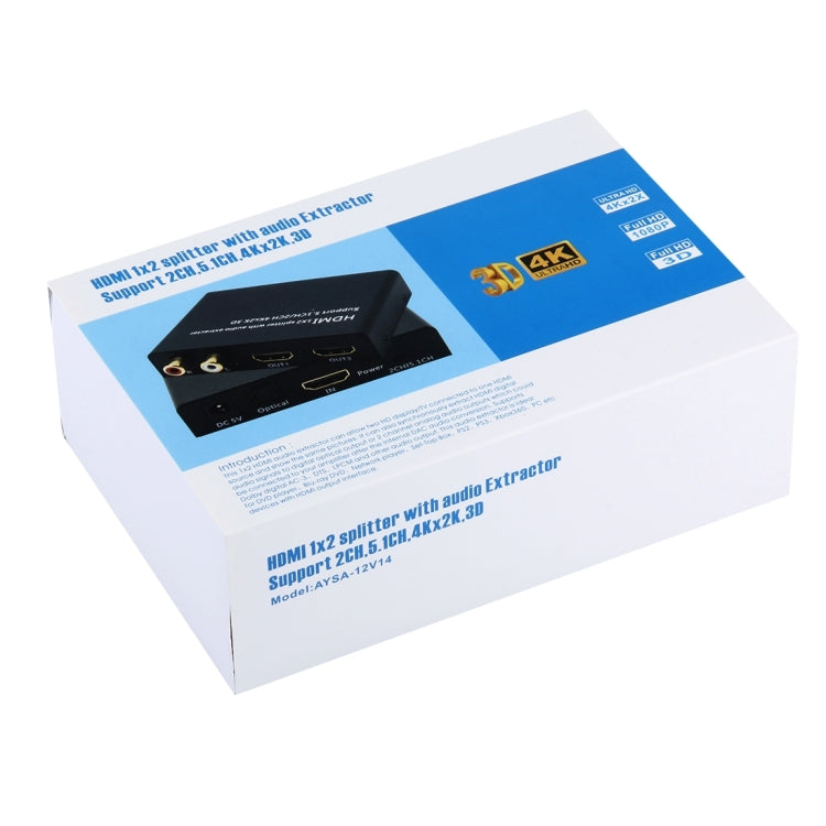 HDMI 1x2 Splitter with Audio Extractor, Support 5.1CH / 2CH, 4Kx2K, 3D - Splitter by buy2fix | Online Shopping UK | buy2fix
