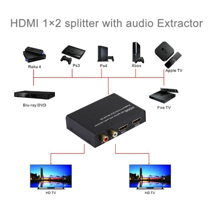 HDMI 1x2 Splitter with Audio Extractor, Support 5.1CH / 2CH, 4Kx2K, 3D - Splitter by buy2fix | Online Shopping UK | buy2fix
