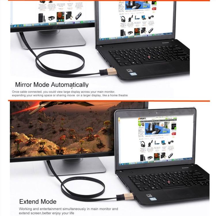 1m HDMI 2.0 (4K) 30AWG High Speed 18Gbps Gold Plated Connectors HDMI Male to HDMI Male Flat Cable(Gold) by buy2fix