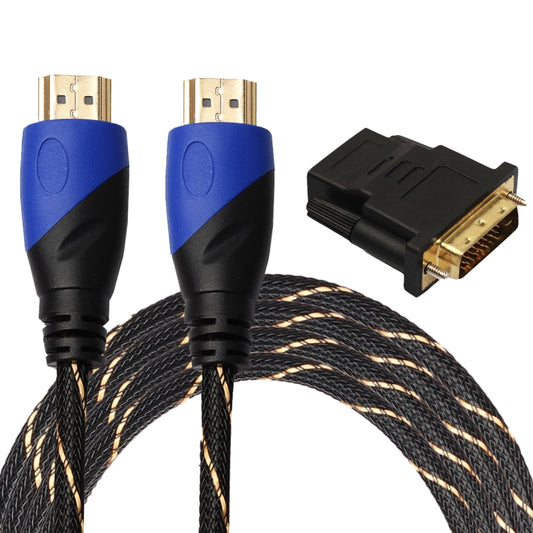 3m HDMI 1.4 Version 1080P Woven Net Line Blue Black Head HDMI Male to HDMI Male Audio Video Connector Adapter Cable with DVI Adapter Set - Cable by buy2fix | Online Shopping UK | buy2fix