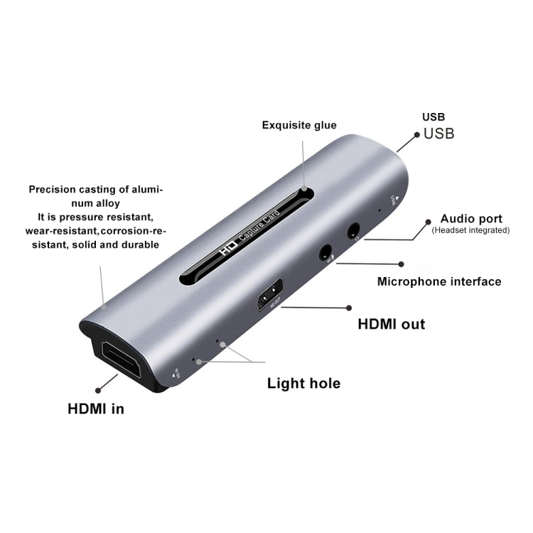 Z35 HDMI Female + Mic to HDMI Female + Audio + USB HD Video & Audio Capture Card with Loop - Video Capture Solutions by buy2fix | Online Shopping UK | buy2fix