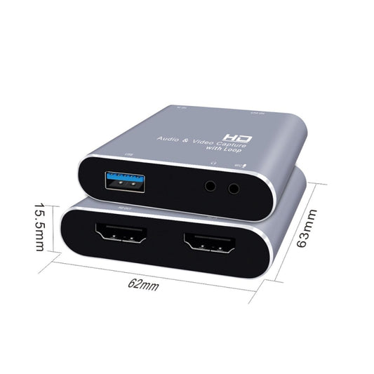 Z37 HDMI Female + Mic to HDMI Female + Audio + USB HD Video & Audio Capture Card with Loop - Video Capture Solutions by buy2fix | Online Shopping UK | buy2fix