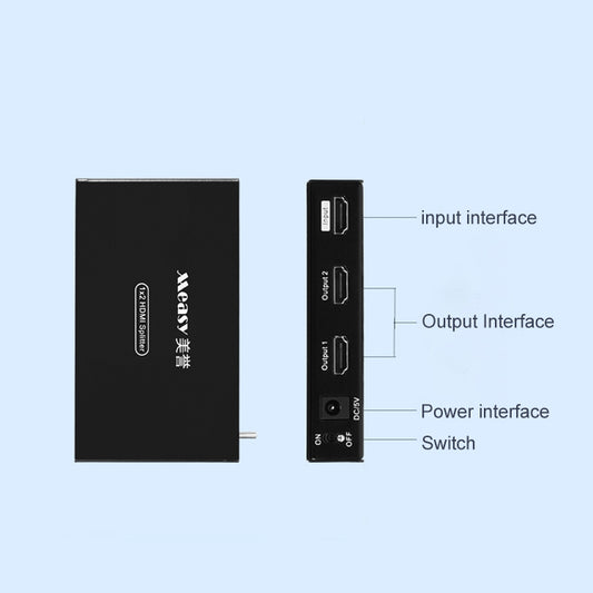 Measy SPH102 1 to 2 HDMI 1080P Simultaneous Display Splitter, US Plug - Splitter by Measy | Online Shopping UK | buy2fix