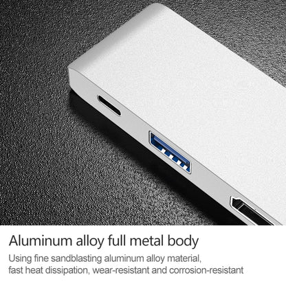 HW-TC29 4 In 1 Type-C / USB-C Multifunctional Extension HUB Adapter iPad Pro Hub (Silver) by buy2fix