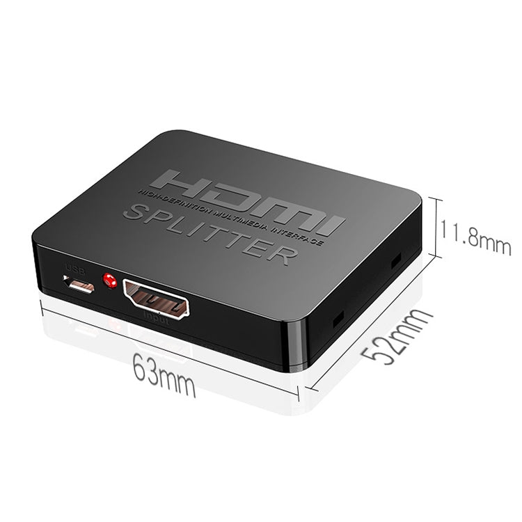 1x2 Mini HDMI Amplifier Splitter, Support 3D & 4K x 2K (Black) by buy2fix