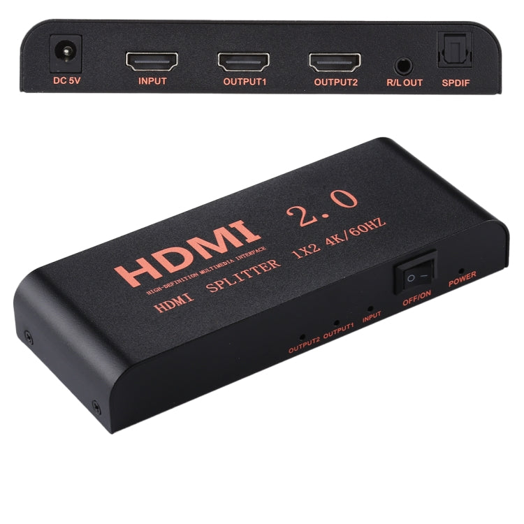 CY-041 1X2 HDMI 2.0 4K/60Hz Splitter, EU Plug by buy2fix