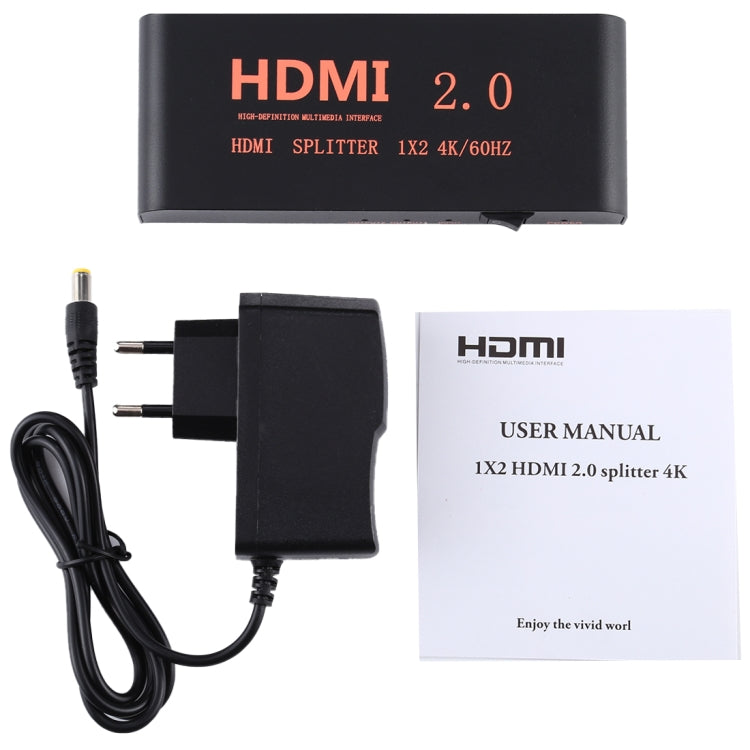 CY-041 1X2 HDMI 2.0 4K/60Hz Splitter, EU Plug by buy2fix
