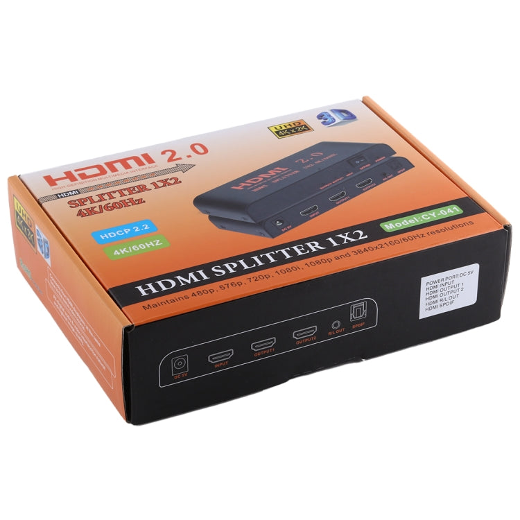 CY-041 1X2 HDMI 2.0 4K/60Hz Splitter, EU Plug by buy2fix