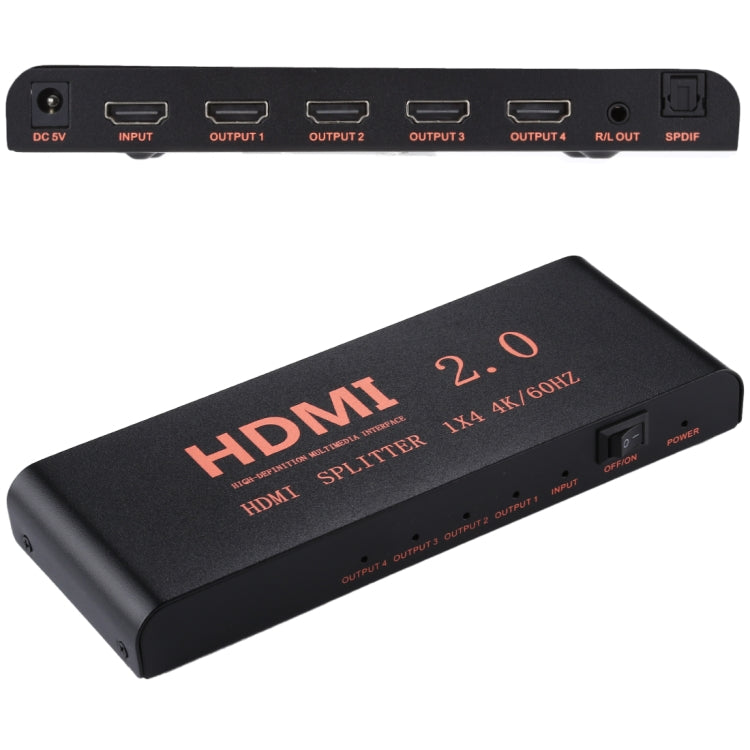 CY-042 1X4 HDMI 2.0 4K/60Hz Splitter, EU Plug by buy2fix