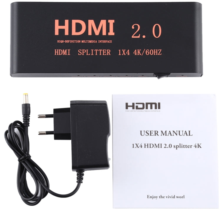 CY-042 1X4 HDMI 2.0 4K/60Hz Splitter, EU Plug by buy2fix