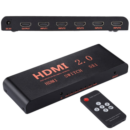5X1 4K/60Hz HDMI 2.0 Switch with Remote Control, EU Plug by buy2fix