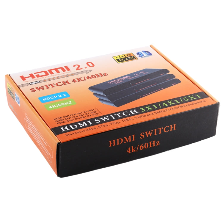 5X1 4K/60Hz HDMI 2.0 Switch with Remote Control, EU Plug by buy2fix
