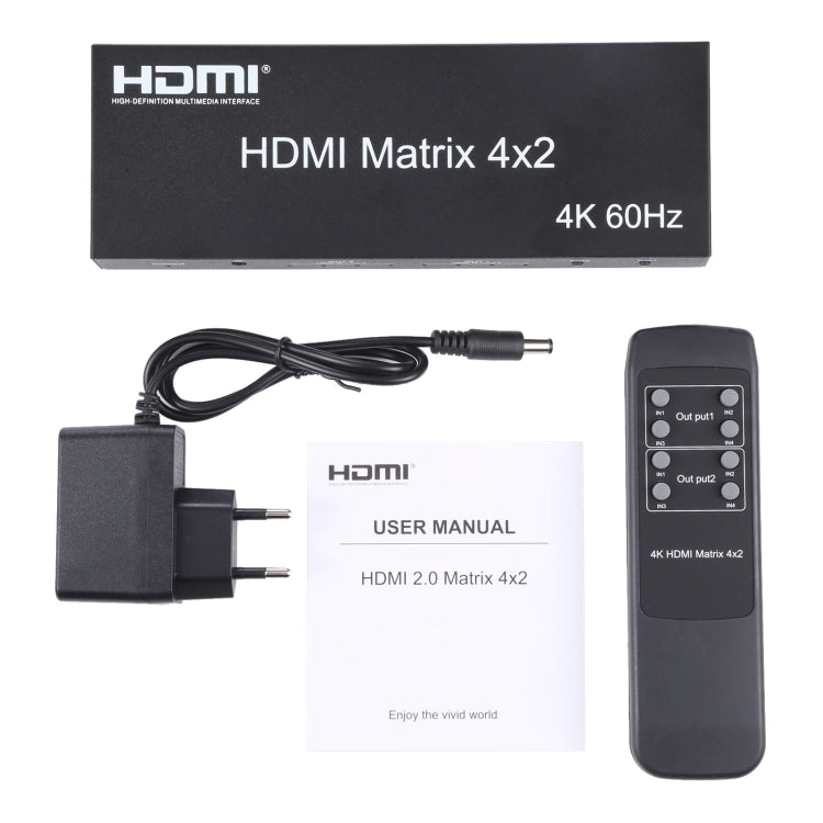 HDMI 4x2 Matrix Switcher / Splitter with Remote Controller, Support ARC / MHL / 4Kx2K / 3D, 4 Ports HDMI Input, 2 Ports HDMI Output - Switch by buy2fix | Online Shopping UK | buy2fix