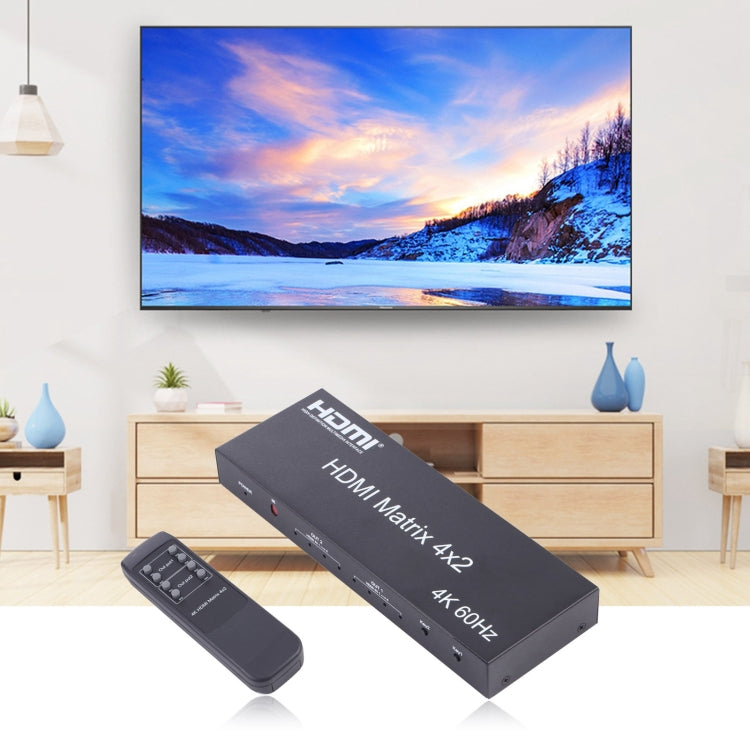 HDMI 4x2 Matrix Switcher / Splitter with Remote Controller, Support ARC / MHL / 4Kx2K / 3D, 4 Ports HDMI Input, 2 Ports HDMI Output - Switch by buy2fix | Online Shopping UK | buy2fix