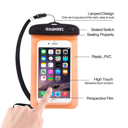 HAWEEL Transparent Universal Waterproof Bag with Lanyard for iPhone, Galaxy, Huawei, Xiaomi, LG, HTC and Other Smart Phones(Orange) - More iPhone Cases by HAWEEL | Online Shopping UK | buy2fix