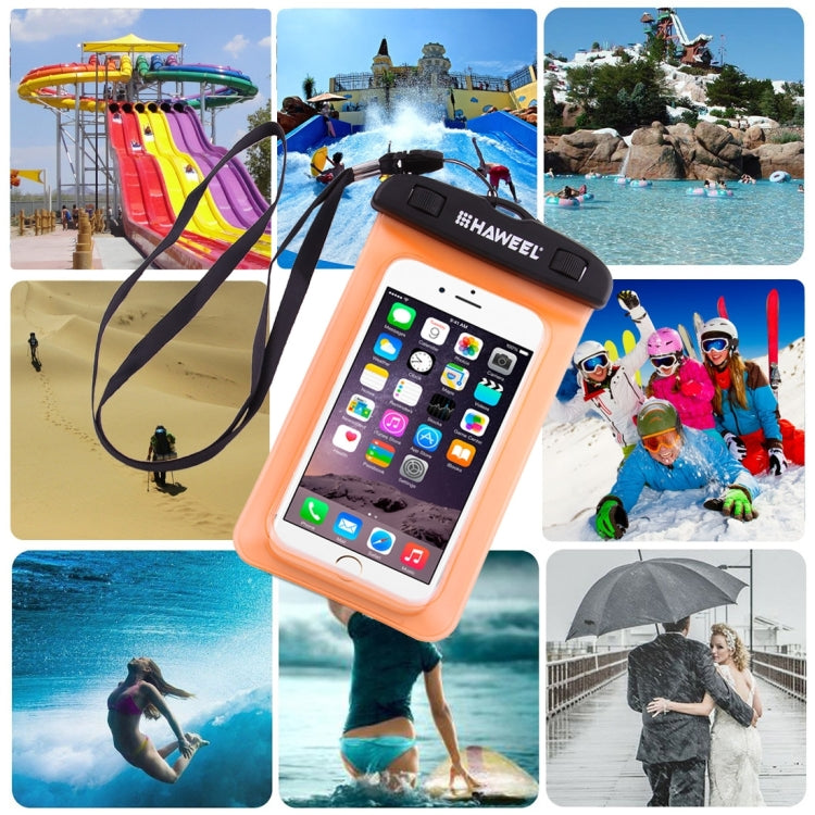 HAWEEL Transparent Universal Waterproof Bag with Lanyard for iPhone, Galaxy, Huawei, Xiaomi, LG, HTC and Other Smart Phones(Orange) - More iPhone Cases by HAWEEL | Online Shopping UK | buy2fix