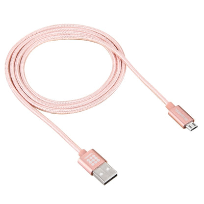 HAWEEL 1m Woven Style Metal Head 3A High Current Micro USB to USB Sync Data Charging Cable, For Samsung, Huawei, Xiaomi, LG, HTC and other Smartphones(Rose Gold) by buy2fix