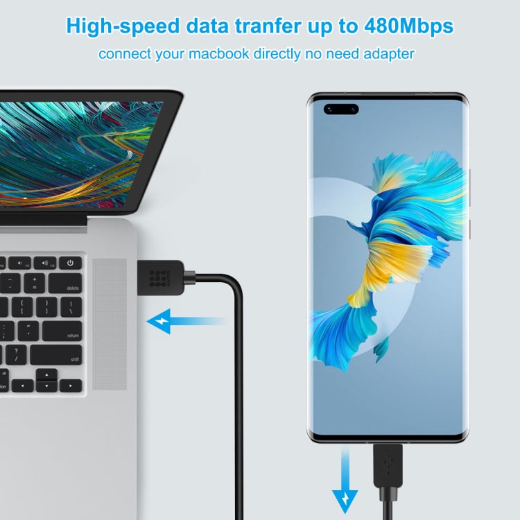 HAWEEL 2m USB-C / Type-C to USB 2.0 Data & Charging Cable(Black) - USB-C & Type-C Cable by buy2fix | Online Shopping UK | buy2fix