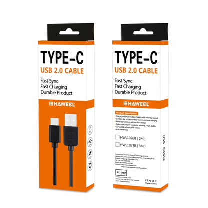 HAWEEL 2m USB-C / Type-C to USB 2.0 Data & Charging Cable(Black) - USB-C & Type-C Cable by buy2fix | Online Shopping UK | buy2fix