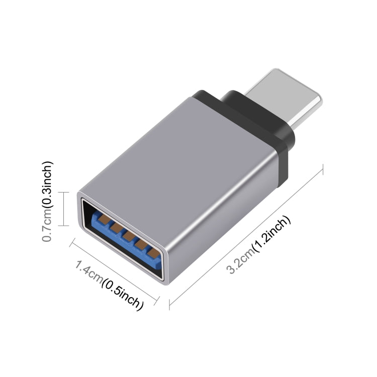 HAWEEL USB-C / Type-C Male to USB 3.0 Female OTG Data Transmission Adapter(Grey) by buy2fix