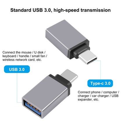 HAWEEL USB-C / Type-C Male to USB 3.0 Female OTG Data Transmission Adapter(Grey) by buy2fix