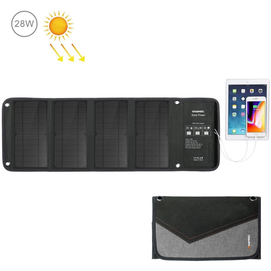 HAWEEL 28 W faltbares Solarmodul-Ladegerät mit 5 V 3 A max. zwei USB-Anschlüssen