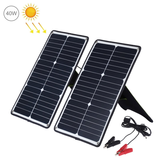 HAWEEL 2 STÜCKE 20 W Monokristallines Silizium-Solarmodul-Ladegerät, mit USB-Anschluss und Halterung und Tiger-Clip, unterstützt QC3.0 und AFC (Schwarz)