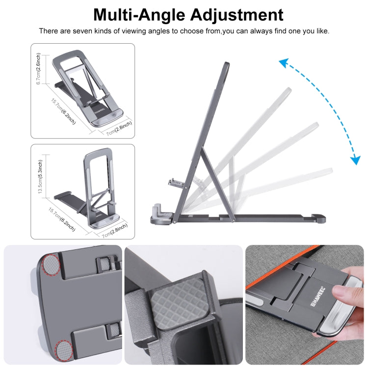 HAWEEL Adjustable Lifting Folding Live Broadcast Aluminum Alloy Desktop Holder(Dark Gray) - Stand by buy2fix | Online Shopping UK | buy2fix