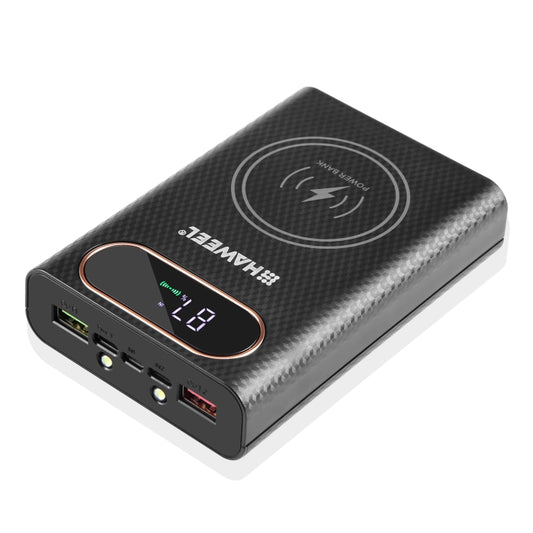 HAWEEL DIY 4 x 21700 Battery 22.5W Fast Charge 15W Wireless Charging Power Bank Box Case with Display, Not Include Battery (Black) by HAWEEL