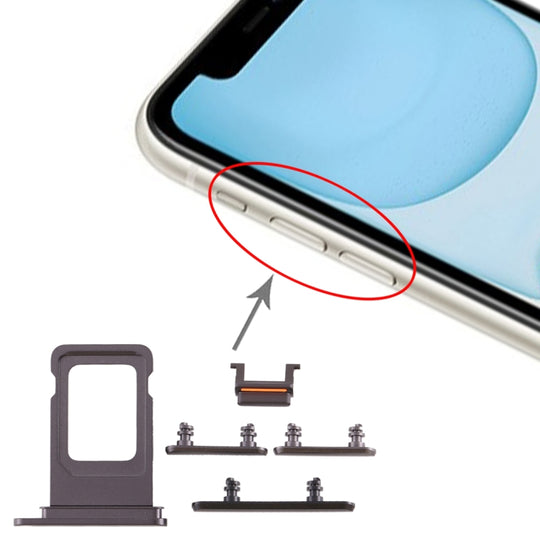 SIM-Kartenfach + Seitentaste für iPhone 11 (Schwarz)