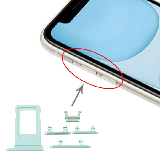 SIM-Kartenfach + Seitentaste für iPhone 11 (Grün)