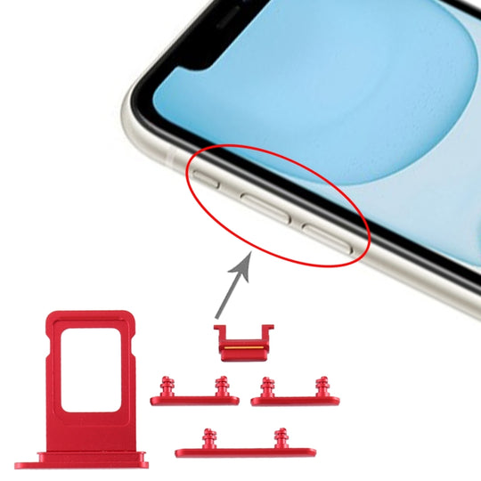 SIM-Kartenfach + Seitentaste für iPhone 11 (Rot)