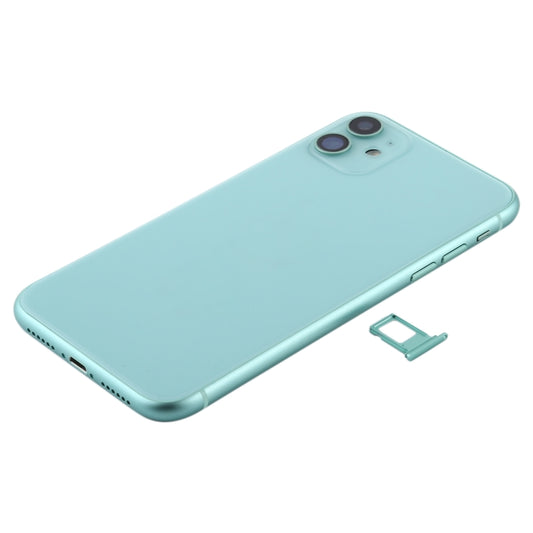 Battery Back Cover Assembly (with Side Keys & Power Button + Volume Button Flex Cable & Wireless Charging Module & Motor & Charging Port & Speaker Ringer Buzzer & Card Tray & Camera Lens Cover) for iPhone 11(Green) - Back Cover by buy2fix | Online Shopping UK | buy2fix