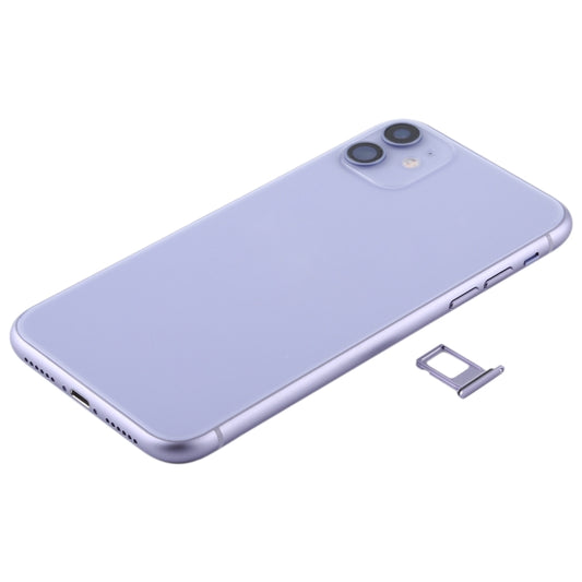 Battery Back Cover Assembly (with Side Keys & Power Button + Volume Button Flex Cable & Wireless Charging Module & Motor & Charging Port & Speaker Ringer Buzzer & Card Tray & Camera Lens Cover) for iPhone 11(Purple) - Back Cover by buy2fix | Online Shopping UK | buy2fix