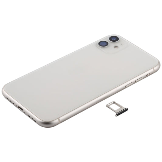 Battery Back Cover Assembly (with Side Keys & Power Button + Volume Button Flex Cable & Wireless Charging Module & Motor & Charging Port & Speaker Ringer Buzzer & Card Tray & Camera Lens Cover) for iPhone 11(White) - Back Cover by buy2fix | Online Shopping UK | buy2fix