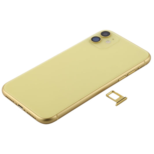 Battery Back Cover Assembly (with Side Keys & Power Button + Volume Button Flex Cable & Wireless Charging Module & Motor & Charging Port & Speaker Ringer Buzzer & Card Tray & Camera Lens Cover) for iPhone 11(Yellow) - Back Cover by buy2fix | Online Shopping UK | buy2fix