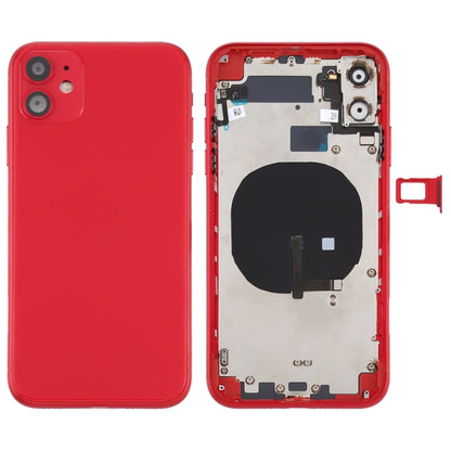 Battery Back Cover (with Side Keys & Card Tray & Power + Volume Flex Cable & Wireless Charging Module) for iPhone 11(Red) by buy2fix