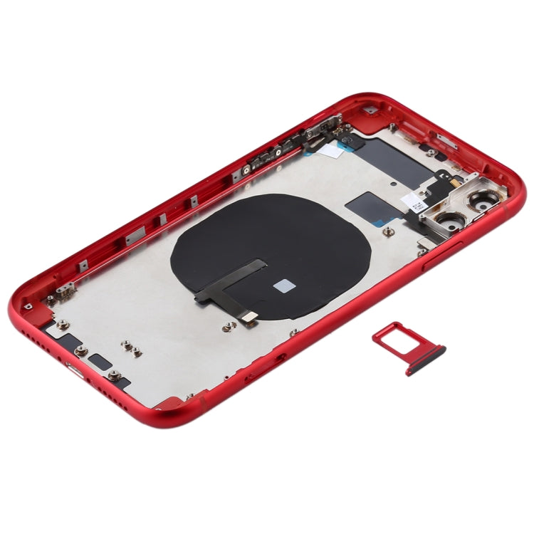 Battery Back Cover (with Side Keys & Card Tray & Power + Volume Flex Cable & Wireless Charging Module) for iPhone 11(Red) by buy2fix