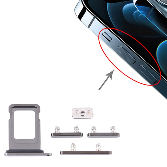 SIM Card Tray + Side Keys for iPhone 12 Pro(Graphite) - Metal Parts by buy2fix | Online Shopping UK | buy2fix