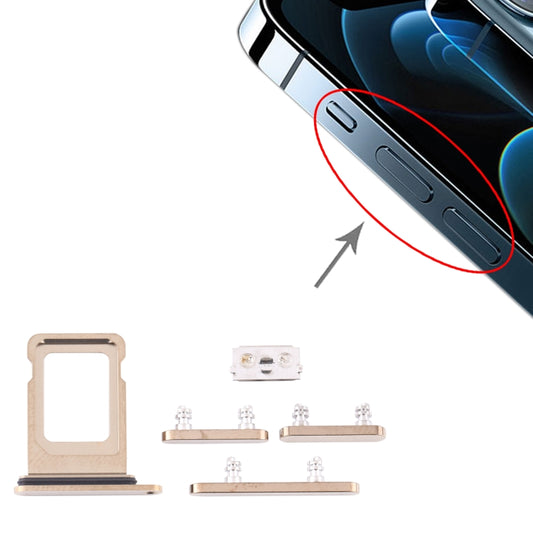 SIM Card Tray + Side Keys for iPhone 12 Pro(Gold) - Metal Parts by buy2fix | Online Shopping UK | buy2fix