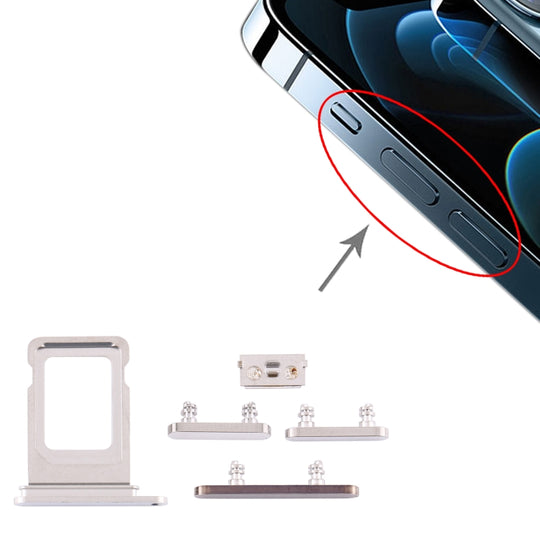 Plateau de carte SIM + touches latérales pour iPhone 12 Pro (blanc)