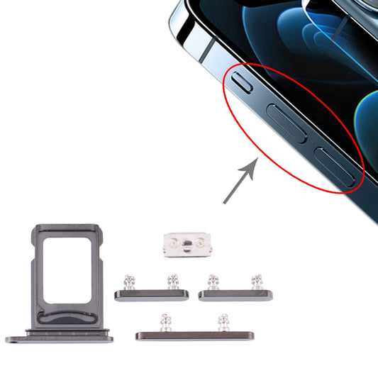 SIM Card Tray + SIM Card Tray + Side Keys for iPhone 12 Pro(Graphite) - Metal Parts by buy2fix | Online Shopping UK | buy2fix