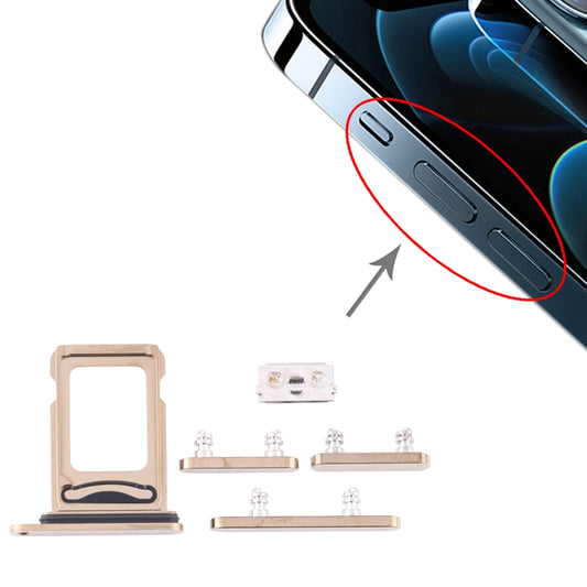 SIM Card Tray + SIM Card Tray + Side Keys for iPhone 12 Pro(Gold) - Metal Parts by buy2fix | Online Shopping UK | buy2fix