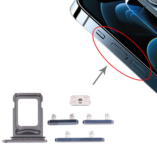 Plateau de carte SIM + plateau de carte SIM + touches latérales pour iPhone 12 Pro (bleu)