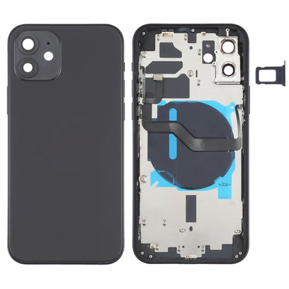 Battery Back Cover (with Side Keys & Card Tray & Power + Volume Flex Cable & Wireless Charging Module) for iPhone 12(Black) - Back Cover by buy2fix | Online Shopping UK | buy2fix