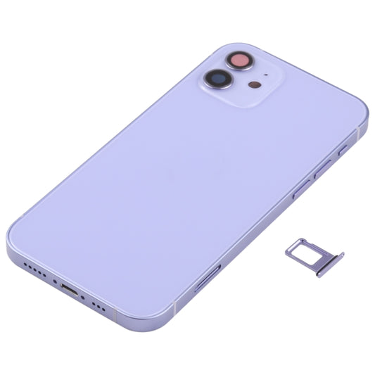 Battery Back Cover (with Side Keys & Card Tray & Power + Volume Flex Cable & Wireless Charging Module) for iPhone 12(Purple) - Back Cover by buy2fix | Online Shopping UK | buy2fix