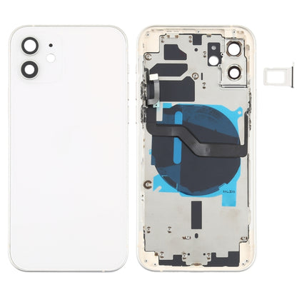 Battery Back Cover (with Side Keys & Card Tray & Power + Volume Flex Cable & Wireless Charging Module) for iPhone 12(White) - Back Cover by buy2fix | Online Shopping UK | buy2fix